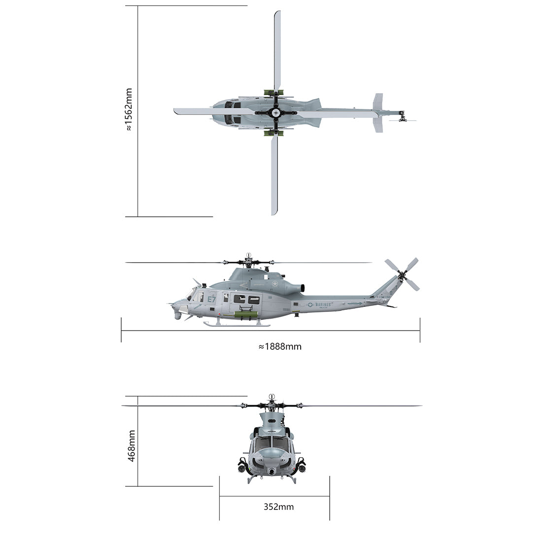 GOOSKY E7 UH-1Y 1/9スケール 700クラス RCヘリコプター （技術適合認証）