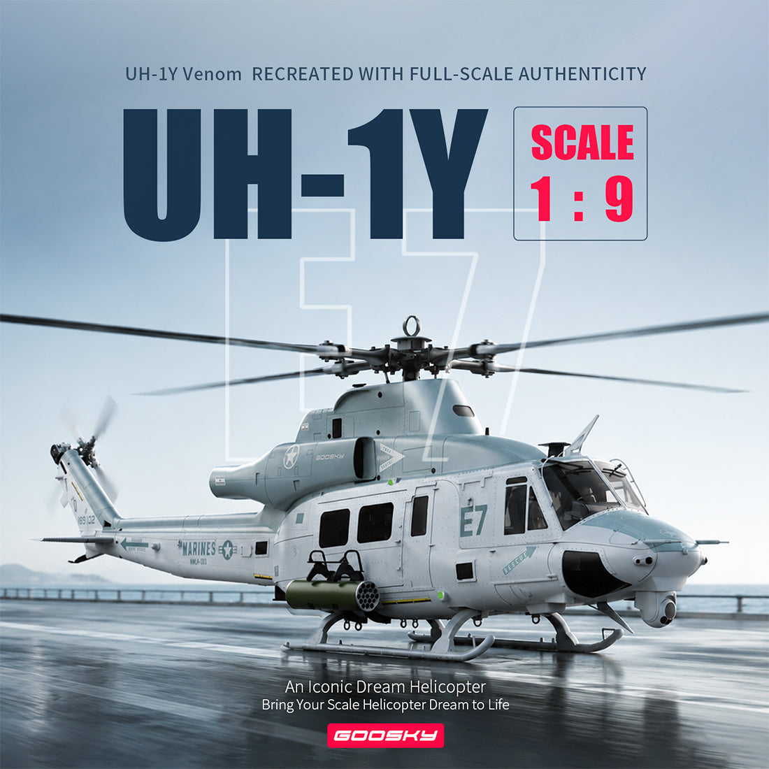 GOOSKY E7 UH-1Y 1/9スケール 700クラス RCヘリコプター （技術適合