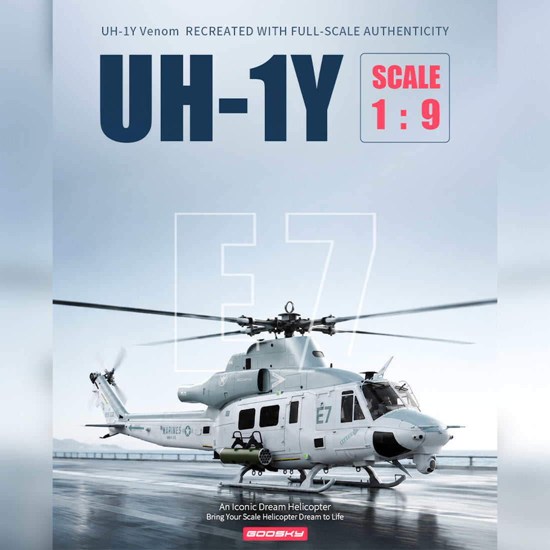 GOOSKY E7 UH-1Y 1/9スケール 700クラス RCヘリコプター （技術適合