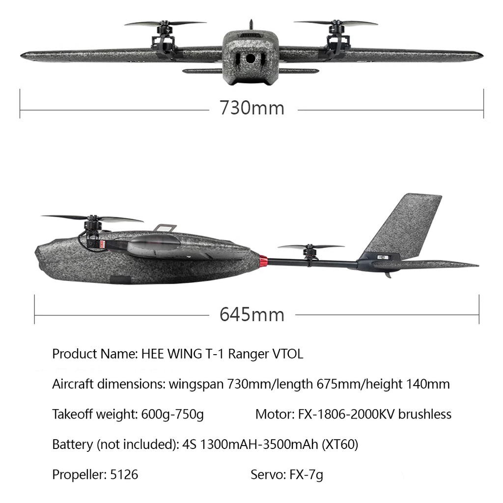 HEEWING Ranger T1 VTOL 2.4G EPP RC 航空機（FPV カメラ + 映像伝送モジュール付き RTF 版）