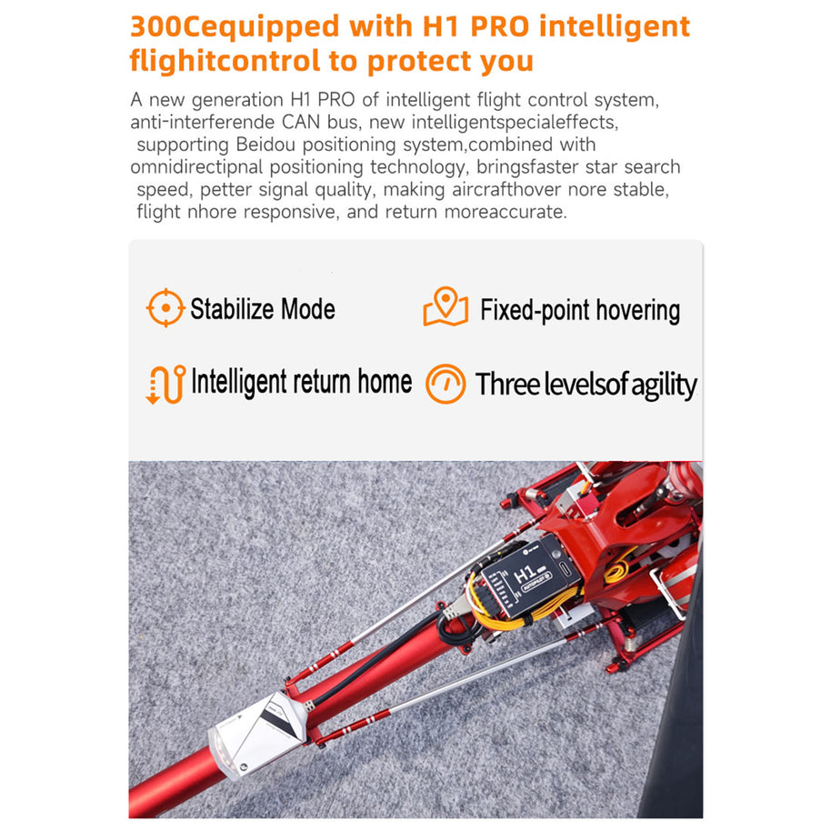 JCZK 300C PRO RC ヘリコプター 2.4G 3 枚羽根 無ブレード 合金製 H1 PRO フライトコントローラー GPS 搭載 オートホバリング ワンキー帰巣 RTF レッド