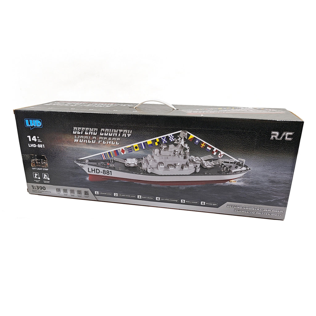 LHD-881 1/390 2.4G RC双発軍艦モデル 防水 ローバッテリーアラーム ウォッチリモコン（別途購入）