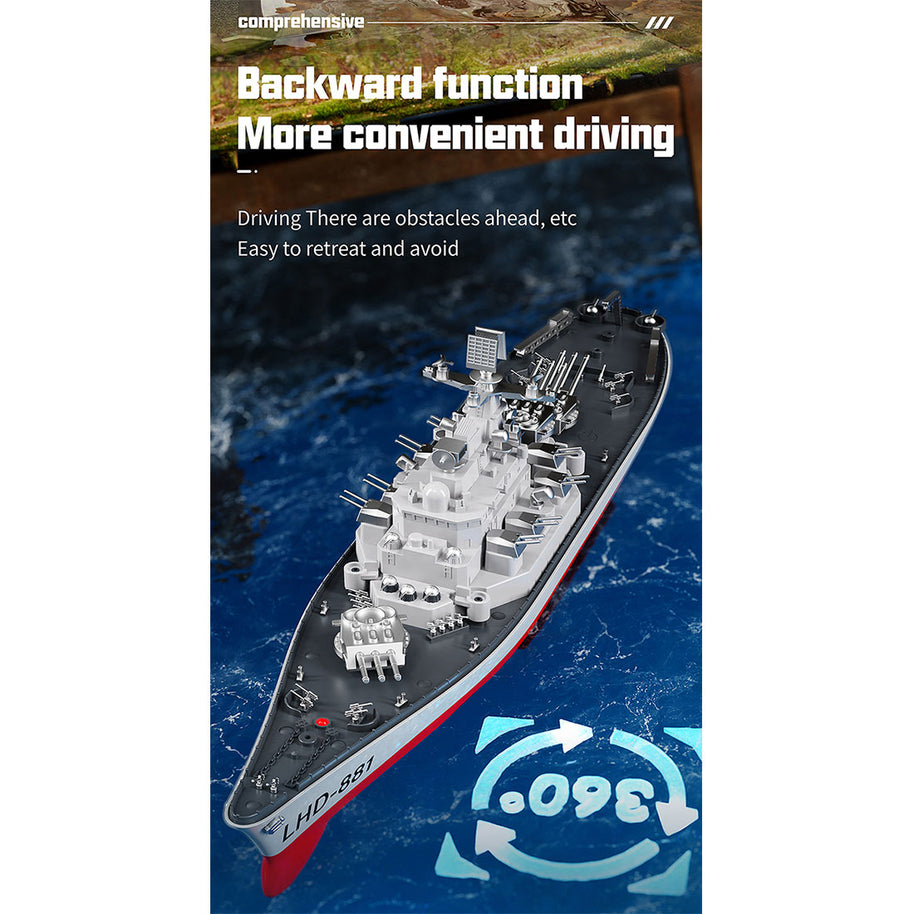 LHD-881 1/390 2.4G RC双発軍艦モデル 防水 ローバッテリーアラーム ウォッチリモコン（別途購入）