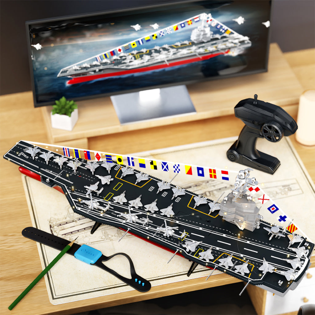 LHD-883 1/480 RC空母ボート 2.4GHz デュアルモーター 防水 LEDライト ローバッテリー保護 RTR