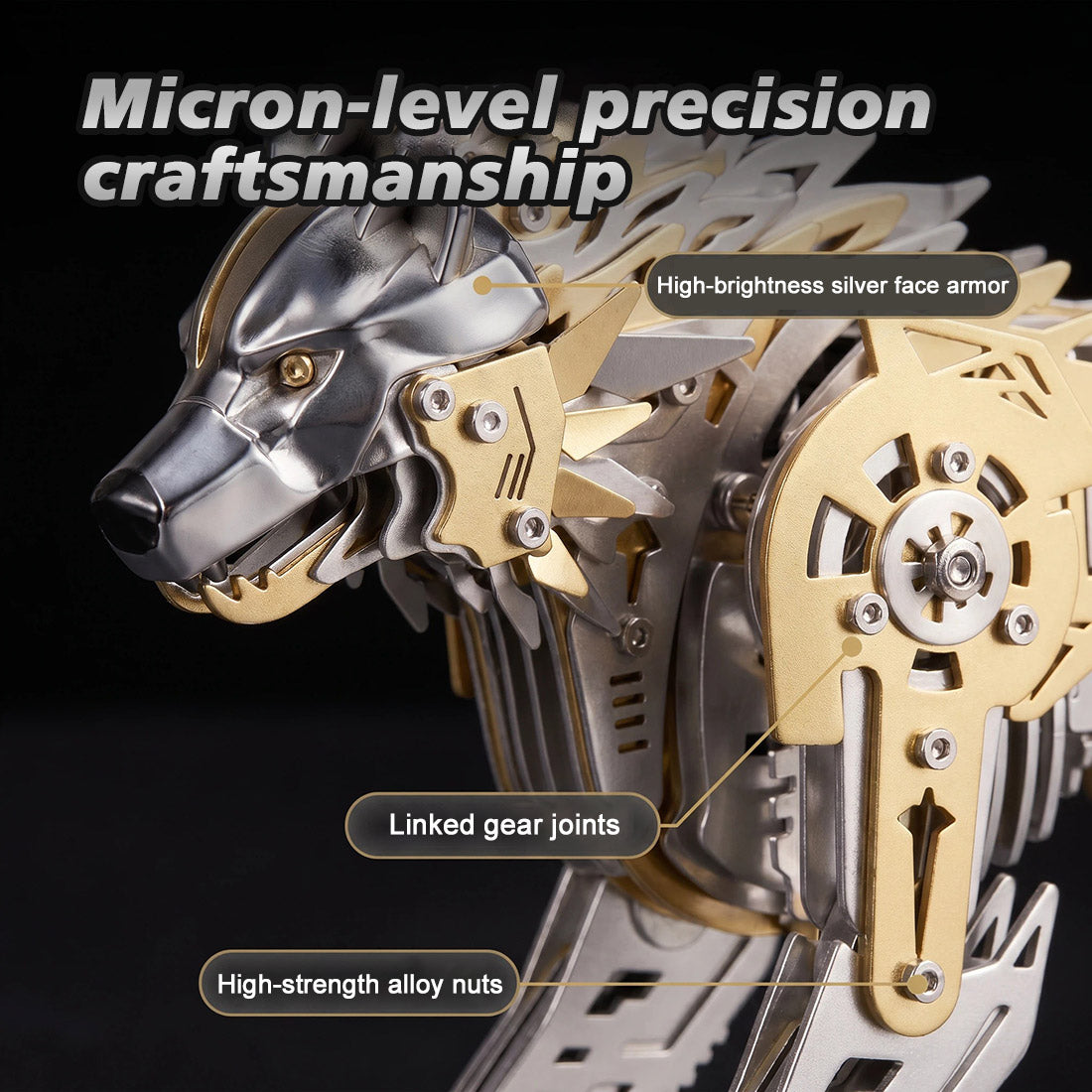 スチームパンク 機械ウルフ 3Dメタルパズル 384パーツ 可動ジョイント DIY組立模型
