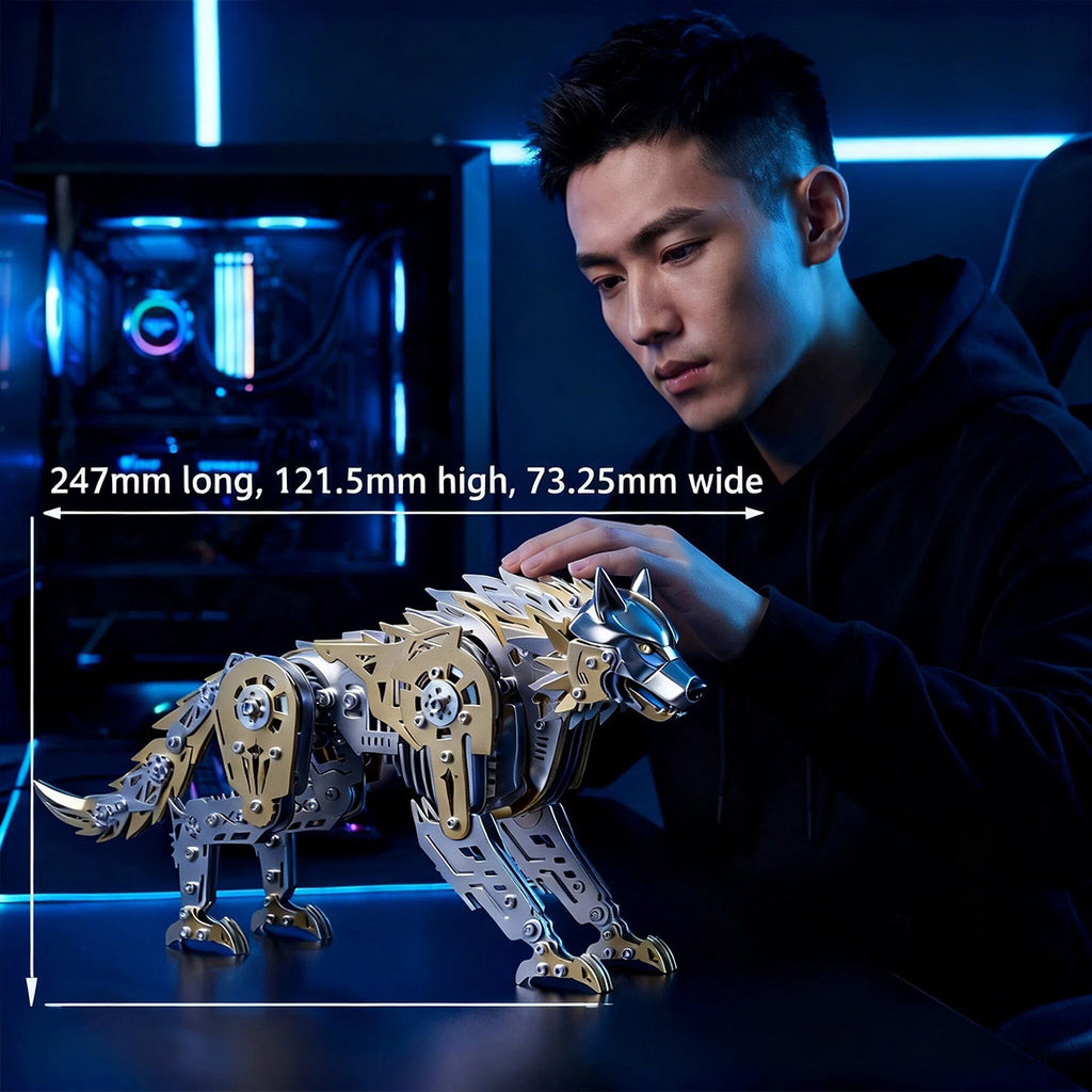 スチームパンク 機械ウルフ 3Dメタルパズル 384パーツ 可動ジョイント DIY組立模型