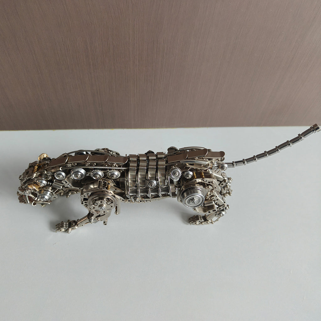 メカニカルレオパード 金属 DIY 組立キット スチームパンク 可動四肢 LED アイ 露出ギア