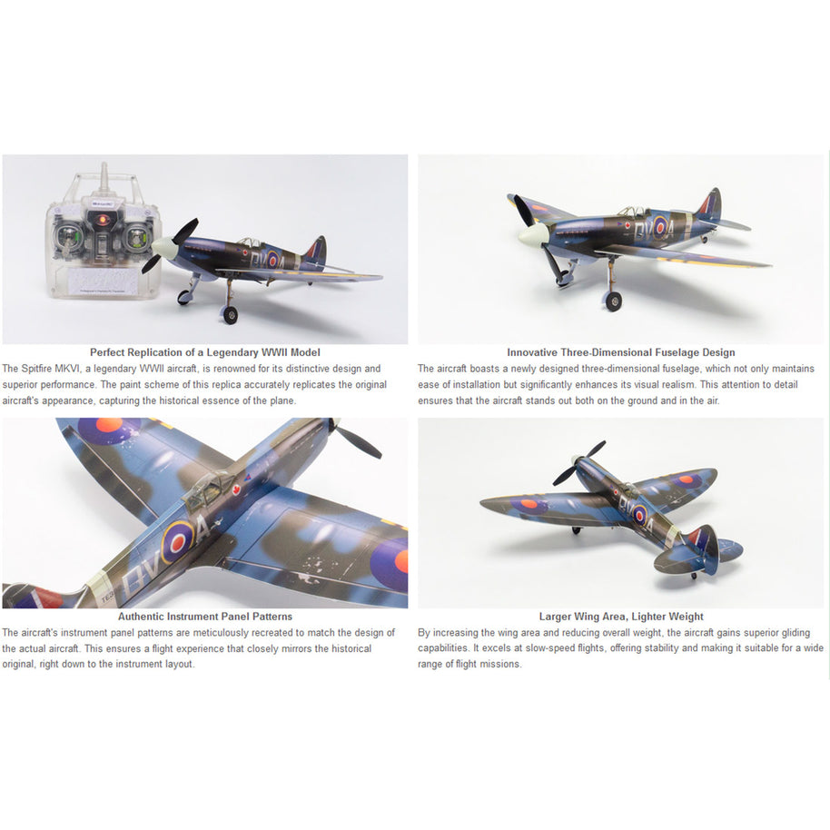 MinimumRC Spitfire MK XV 2.4G 5チャンネルマルチプロトコル RC固定翼航空機モデル（Kit RTFバージョン）