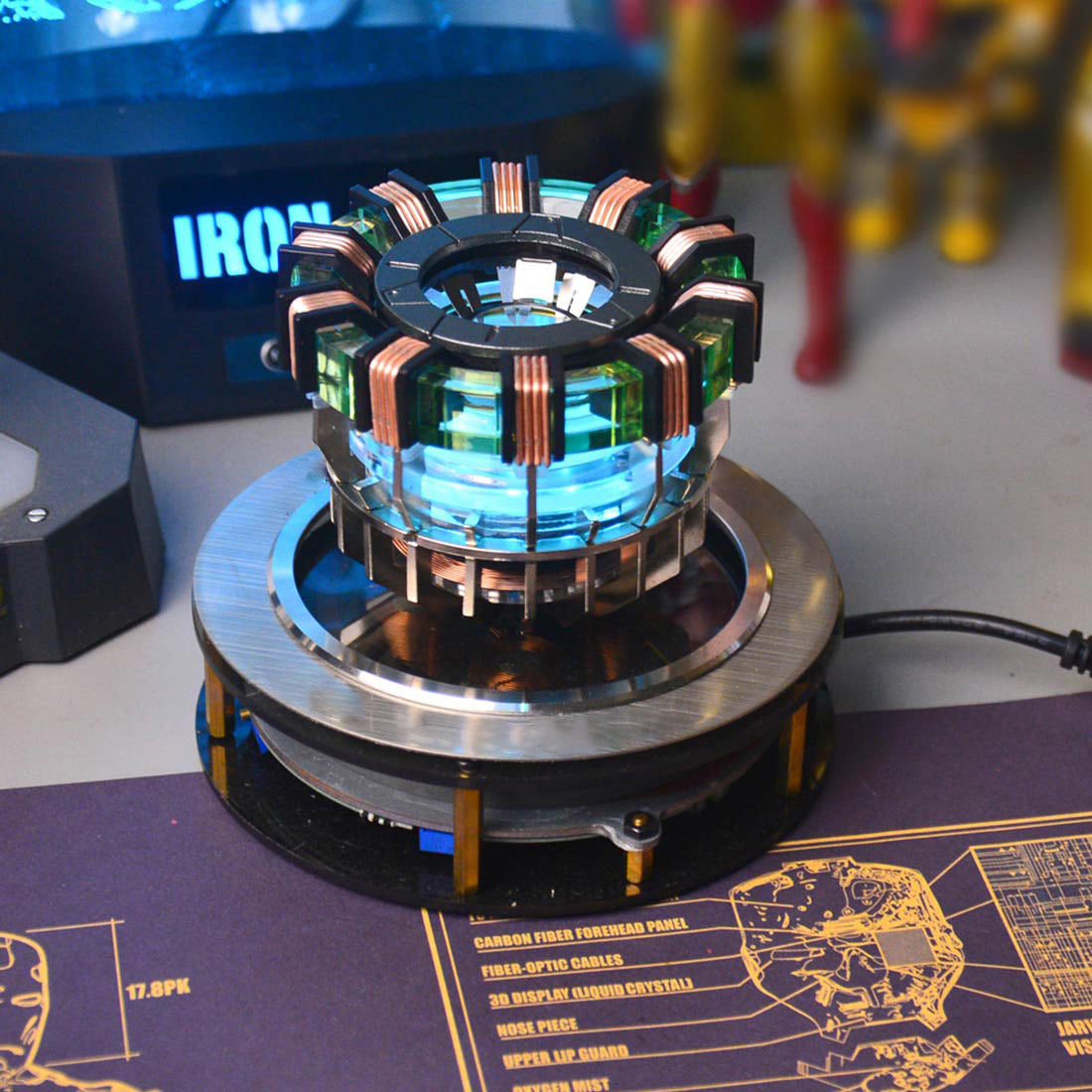 1/1スケール MK2アークリアクター 浮遊回転式 LED発光  ハイテクデスクオーナメント 第2世代