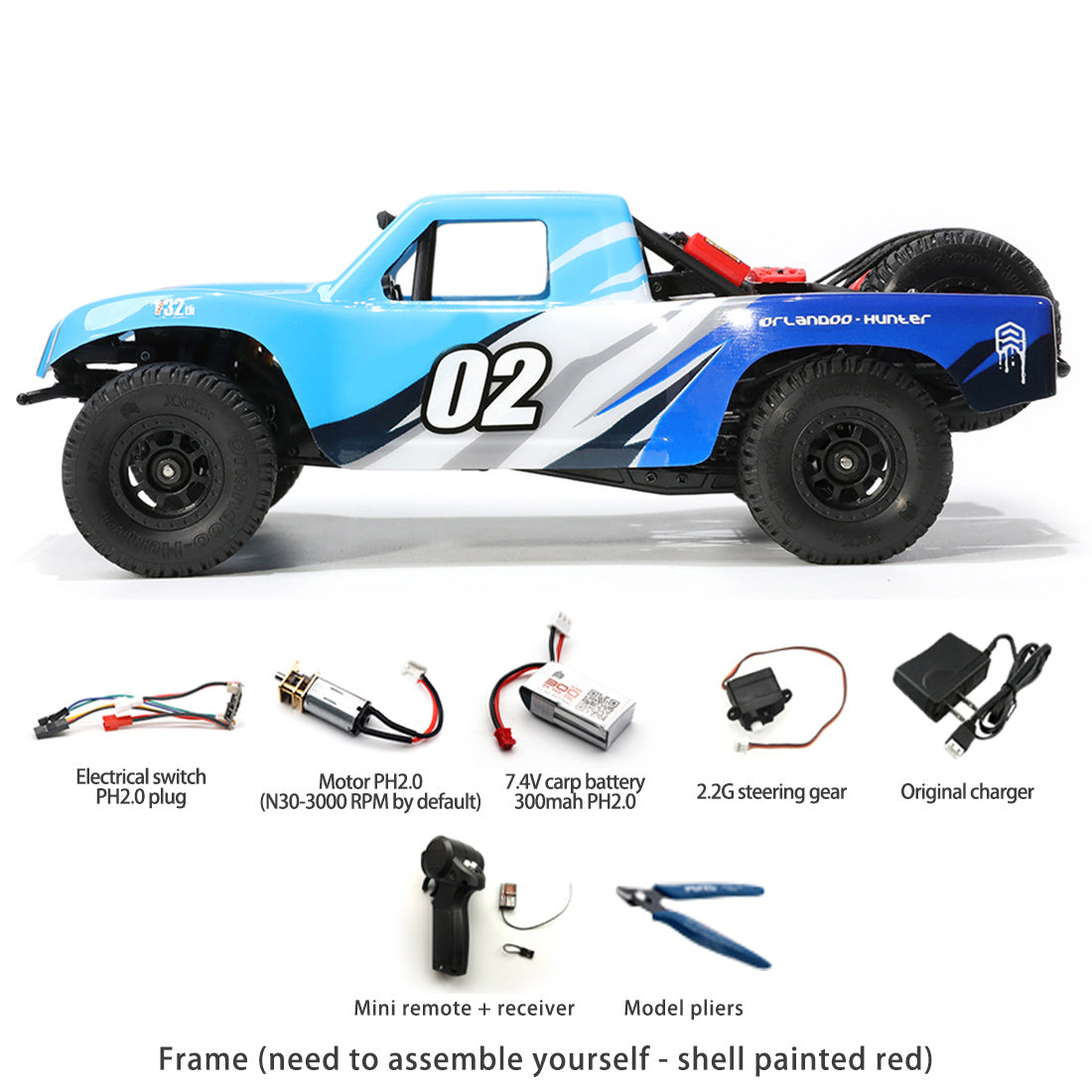 OH32X02 1/32 RWD 2.4G RC電動ストレートブリッジオフロードショートトラック キットバージョン