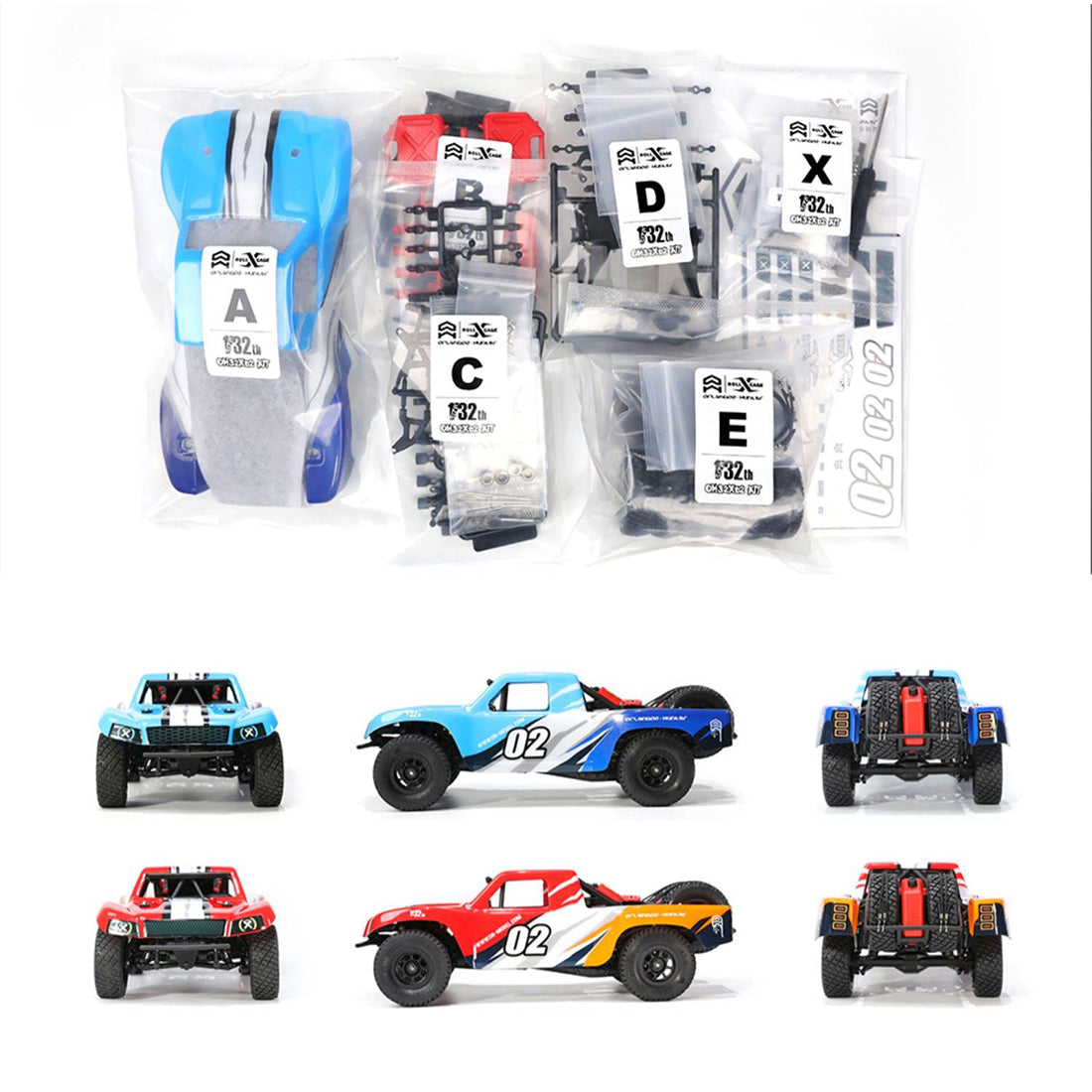 OH32X02 1/32 RWD 2.4G RC電動ストレートブリッジオフロードショートトラック キットバージョン