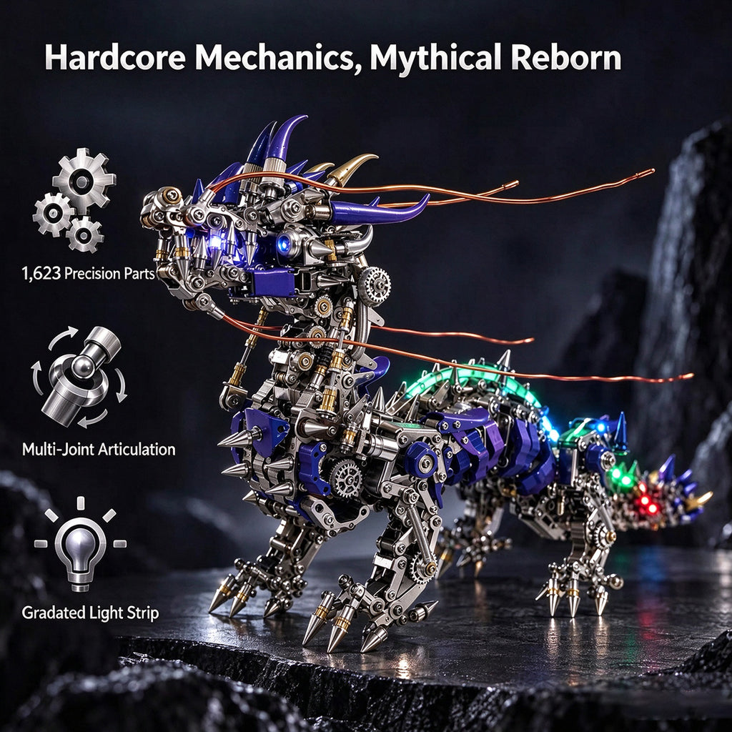 Punkbuild スチームパンク機械龍 金属組立キット LED ライト付き 可動関節 1623 ピース