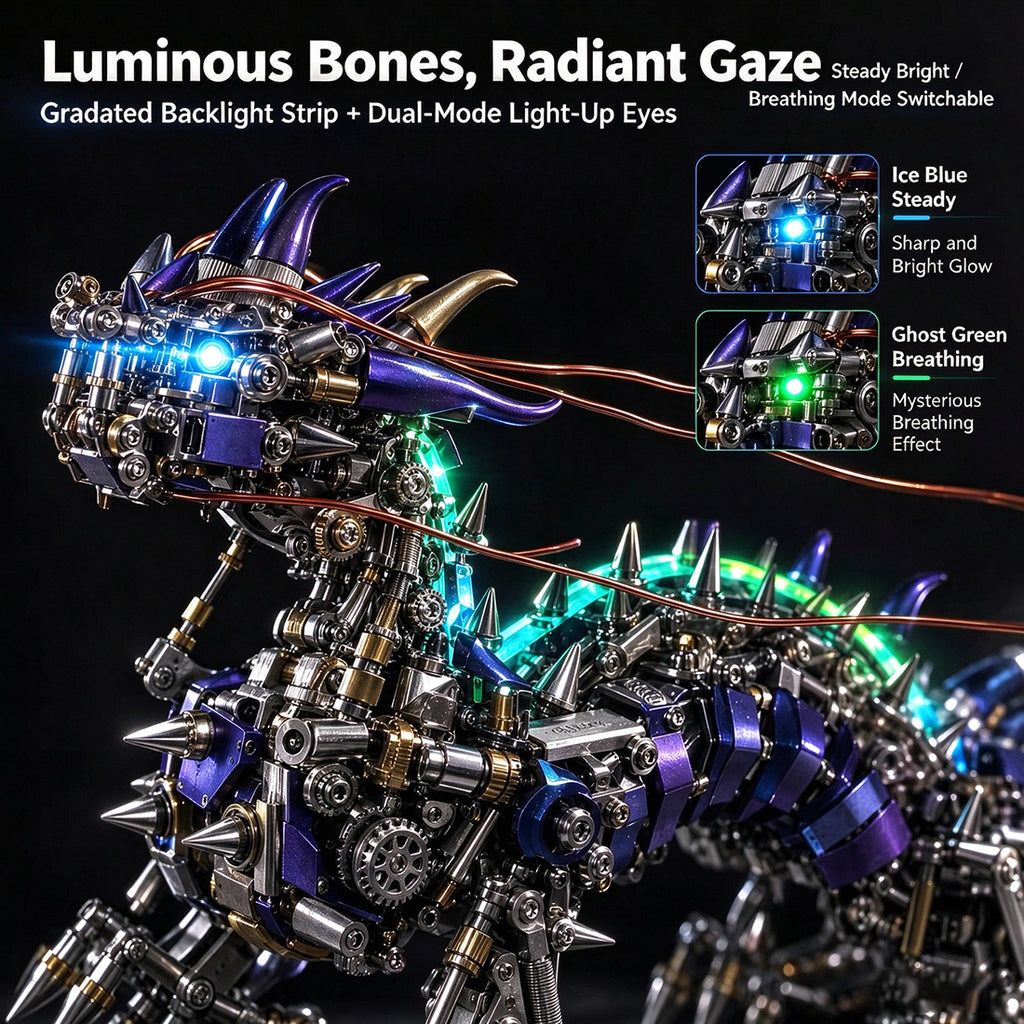 Punkbuild スチームパンク機械龍 金属組立キット LED ライト付き 可動関節 1623 ピース