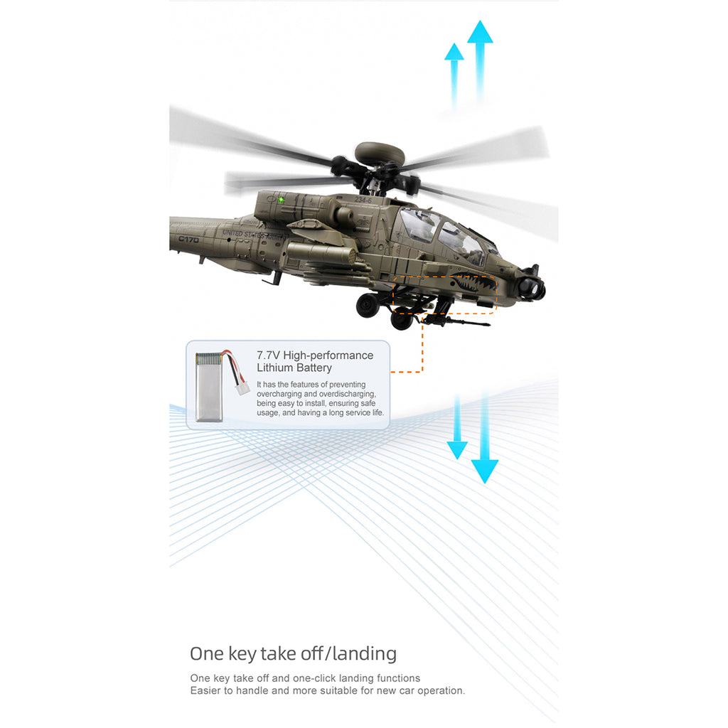 RC ERA C170 AH-64D軍用ヘリ｜1/48 6CHフライバーレス 光学フロー測位 TOF高度保持 3Dアクロバット RTR