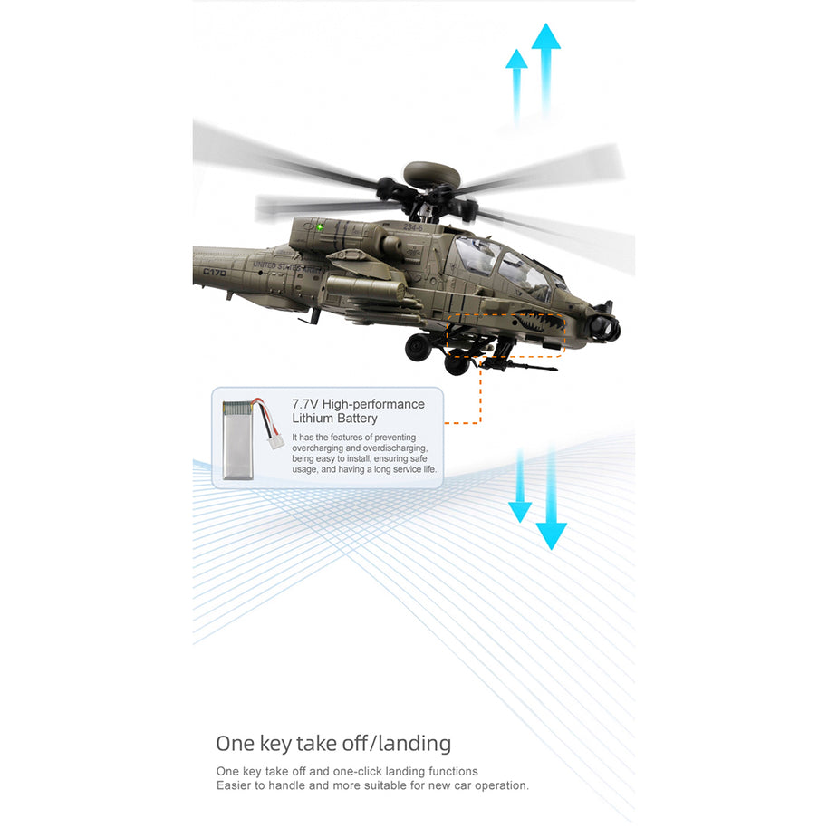 RC ERA C170 AH-64D軍用ヘリ｜1/48 6CHフライバーレス 光学フロー測位 TOF高度保持 3Dアクロバット RTR
