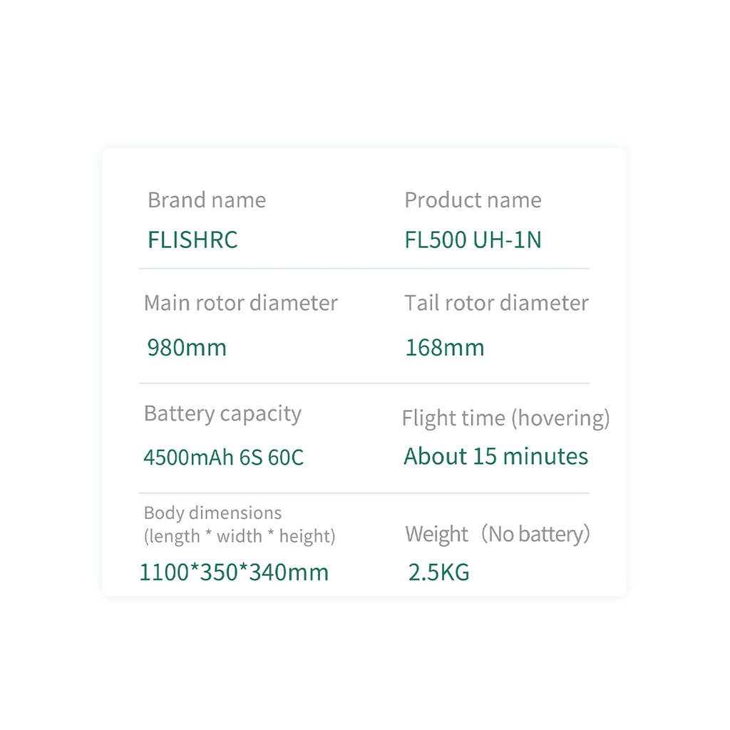 FLISHRC FL500 UH-1N 500クラス RCヘリコプター 2.4G 6CH FLISHRC L7 GPS4方式測位 リアルコックピット RTF版