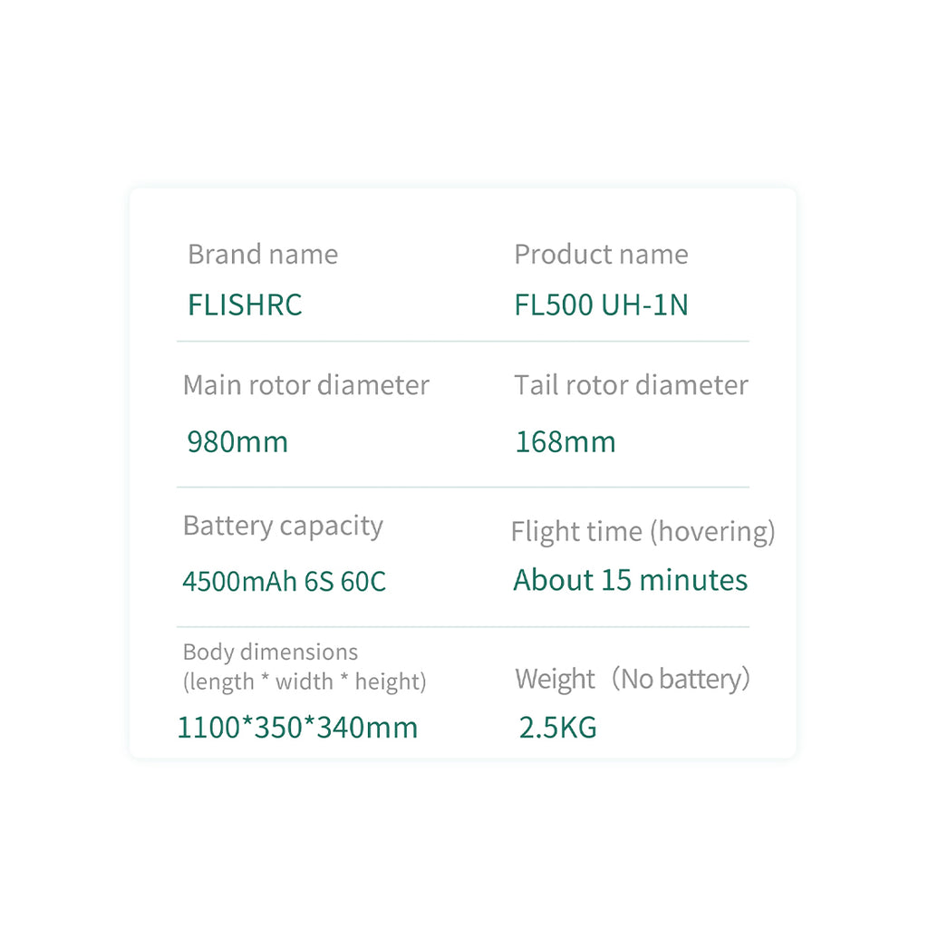 FLISHRC FL500 UH-1N 500クラス RCヘリコプター 2.4G 6CH FLISHRC L7 GPS4方式測位 リアルコックピット RTF版
