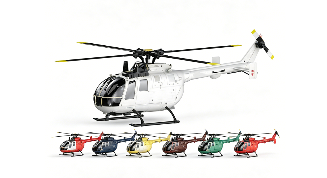 RC ERA C180 (BO 105機体) 1/25 Scale RCヘリコプター 2.4G 6CH フライバーレス単ローター 気圧+TOF LiDAR高度保持 光学流れ測位 RTF版