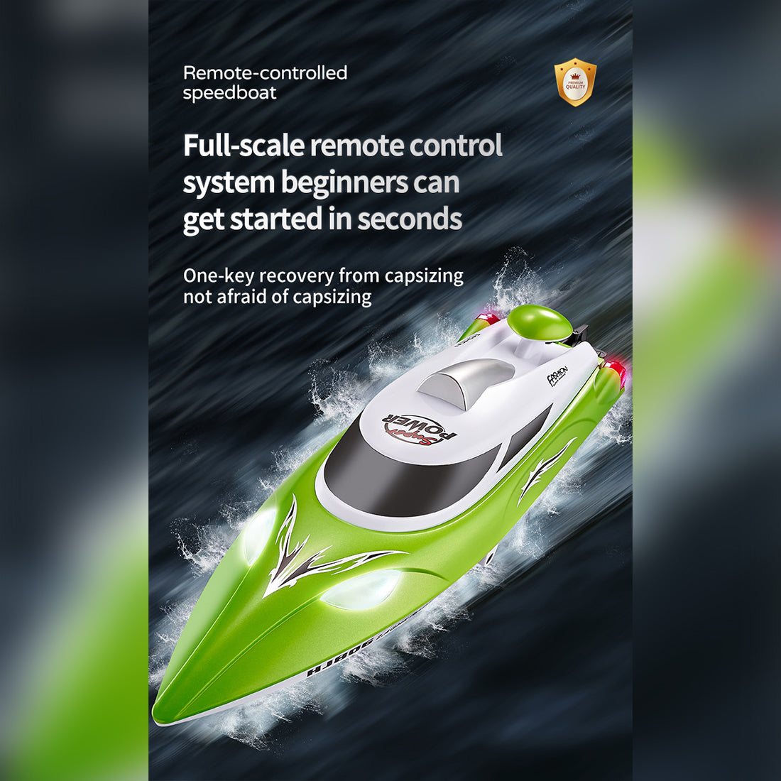 RC高速ボート 35KM/H 2.4GHz防水 LEDライト ワンキーリカバリー トリプル安全保護 RTR