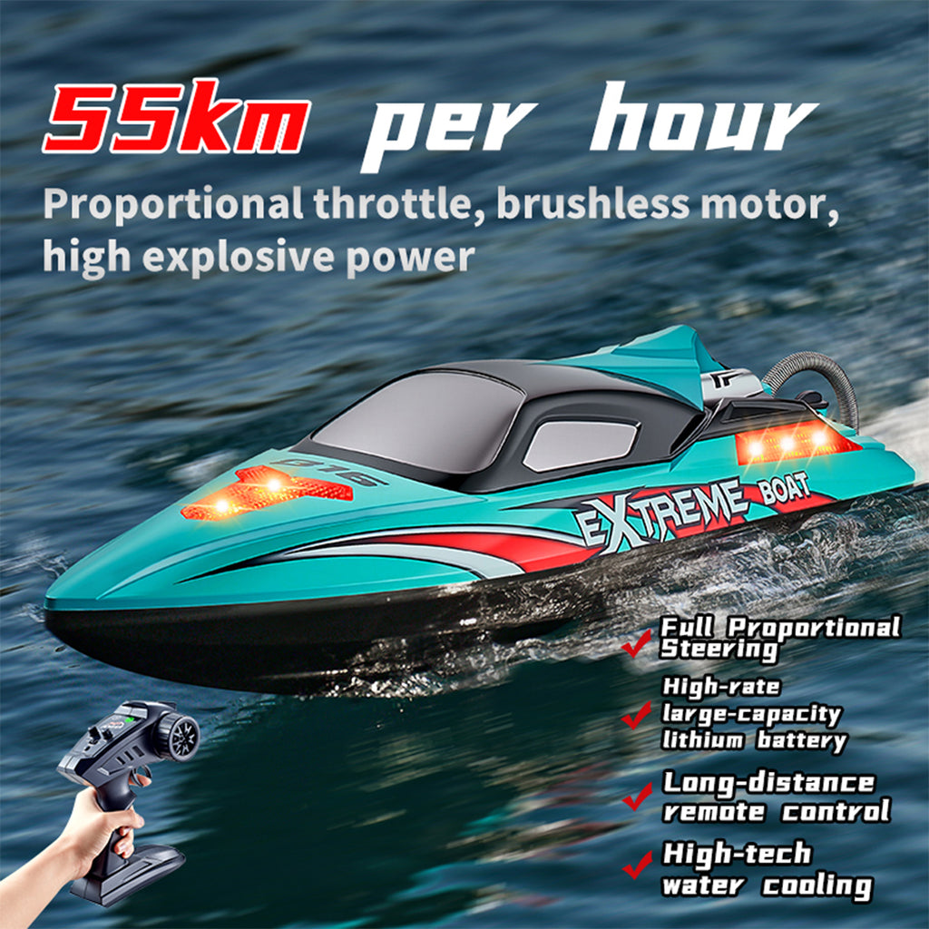 RC高速ボート 55KM/H 2.4GHzブラシレス LEDライト ワンキーリカバリー デュアル防水 RTR