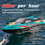 RC高速ボート 55KM/H 2.4GHzブラシレス LEDライト ワンキーリカバリー デュアル防水 RTR