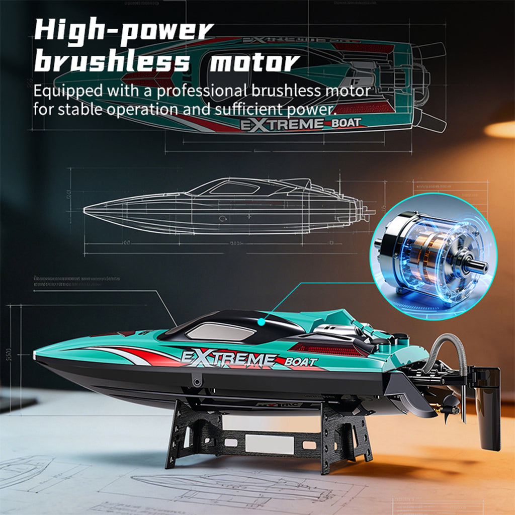 RC高速ボート 55KM/H 2.4GHzブラシレス LEDライト ワンキーリカバリー デュアル防水 RTR