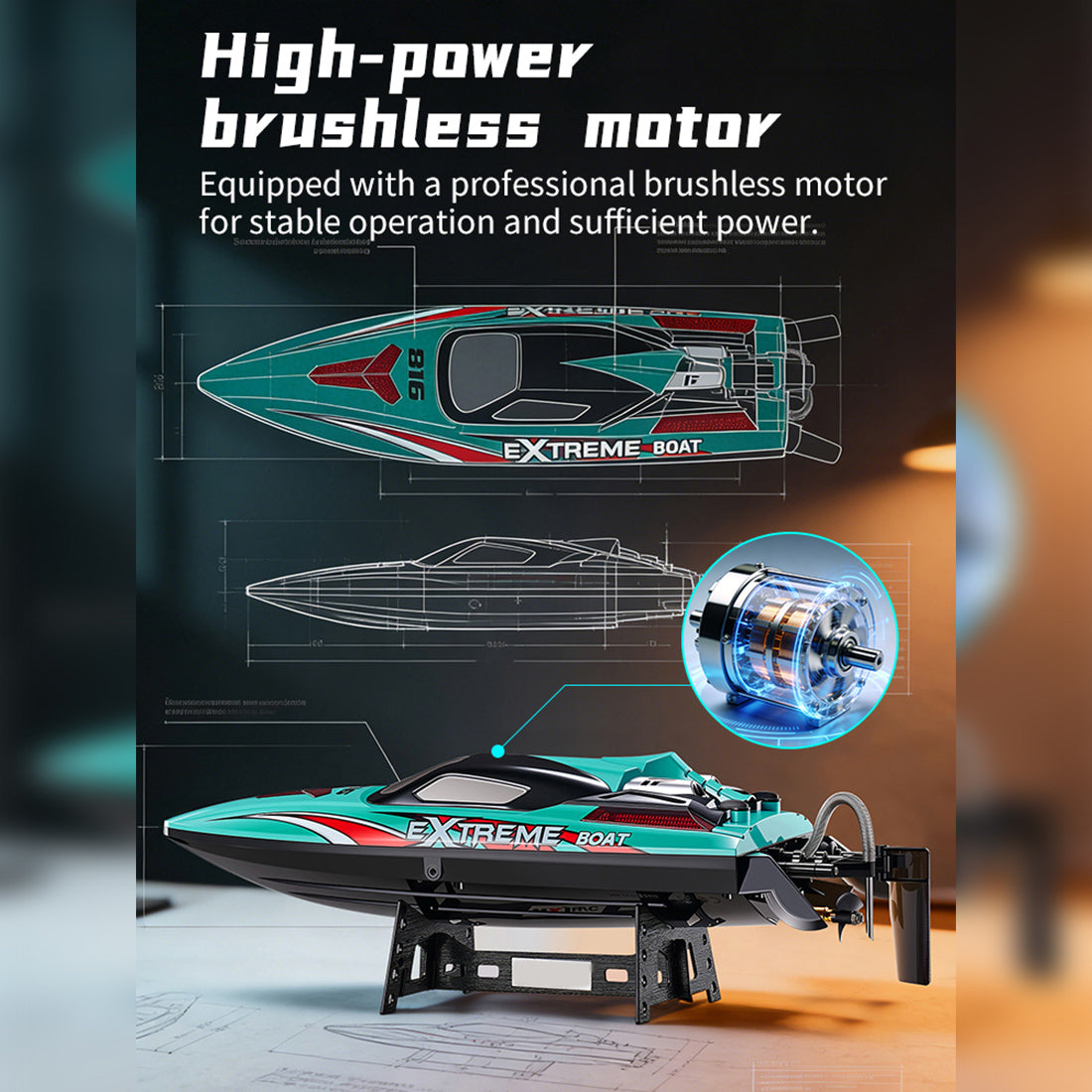 RC高速ボート 55KM/H 2.4GHzブラシレス LEDライト ワンキーリカバリー デュアル防水 RTR