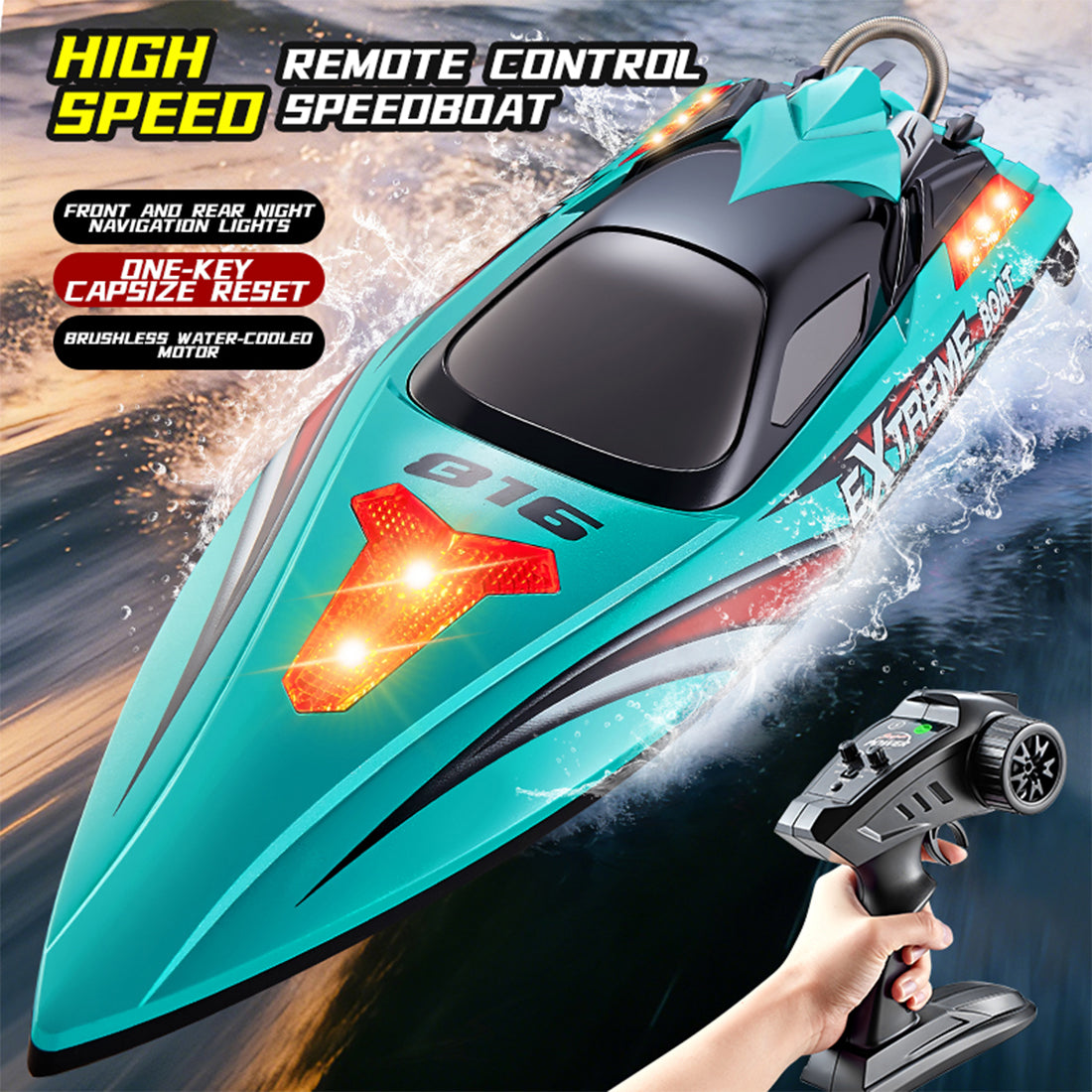 RC高速ボート 55KM/H 2.4GHzブラシレス LEDライト ワンキーリカバリー デュアル防水 RTR