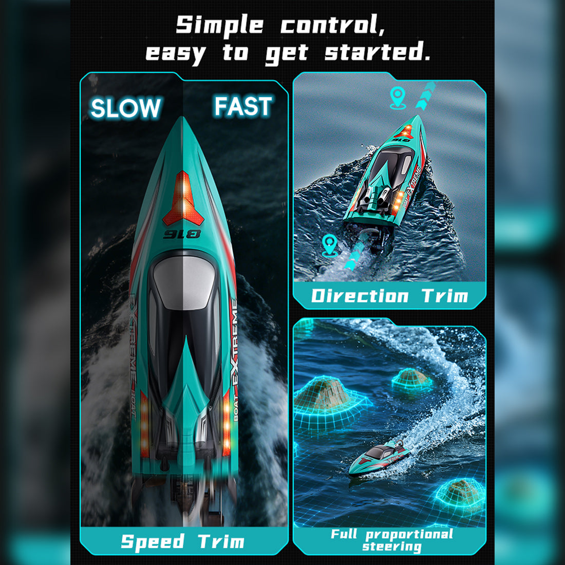 RC高速ボート 55KM/H 2.4GHzブラシレス LEDライト ワンキーリカバリー デュアル防水 RTR | RTRHOBBYJP