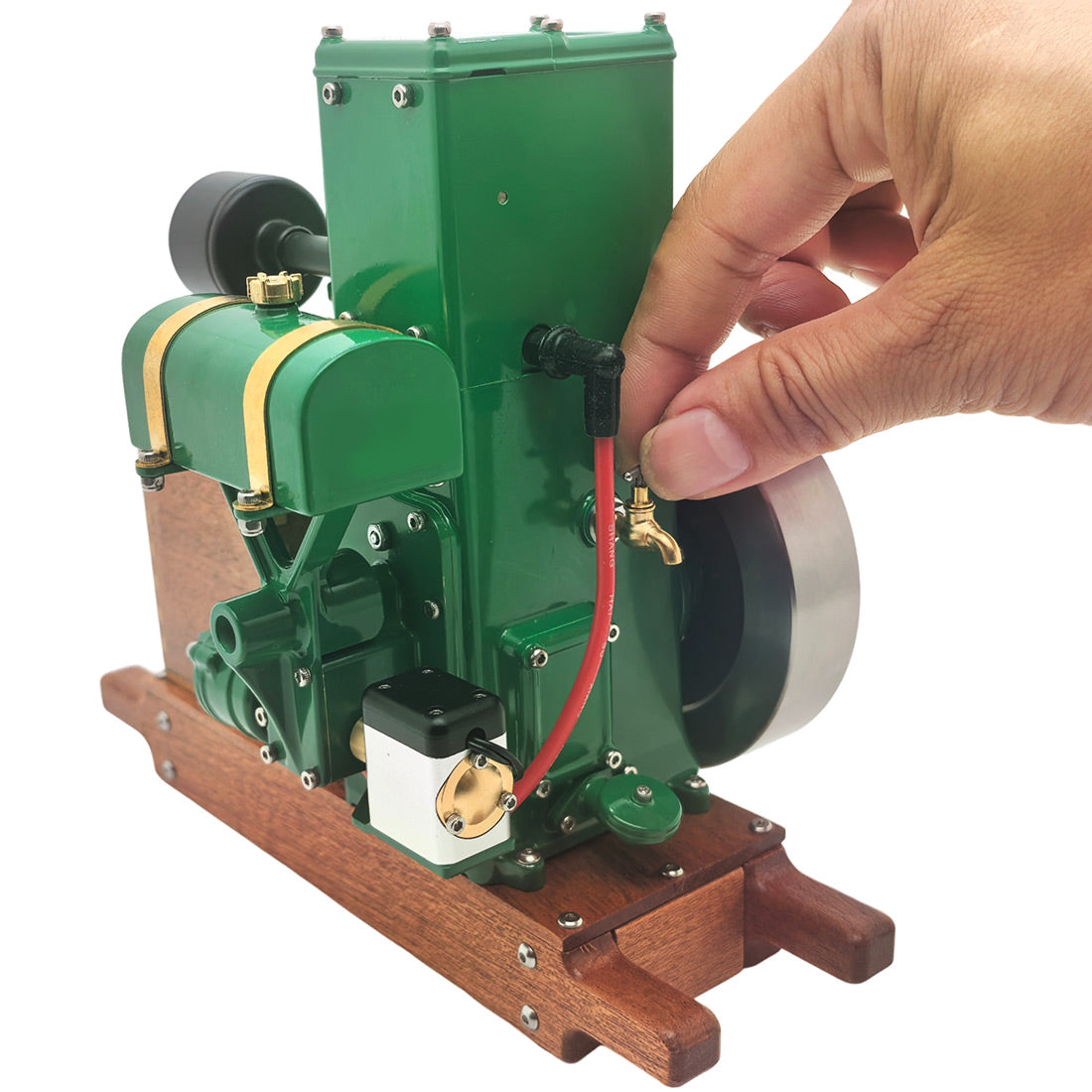 RETROL & OKMO LD-A1 1/4 スケール レトロ単気筒 4 ストローク定置ガソリンエンジン模型 木製台座付き（100 周年記念版）