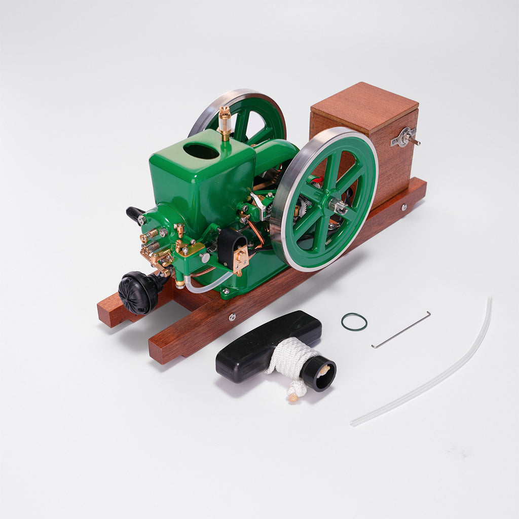 RETROL & OKMO Morse Z スロットルガバナー付き 単気筒 4 ストロークガソリンエンジン模型 木製台座付き（RTR）