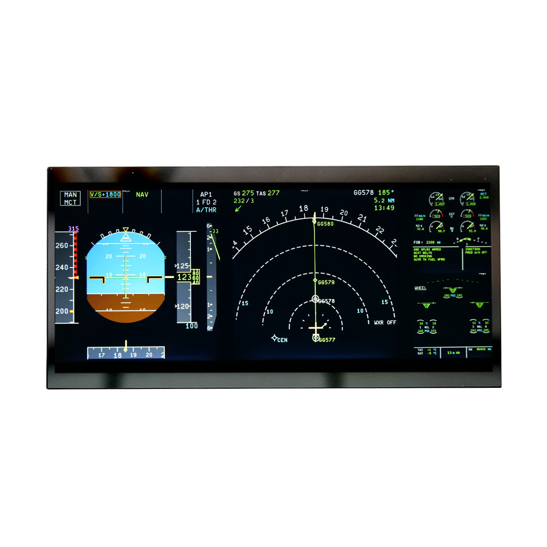 A108 V2 タッチ式4-in-1ディスプレイ 12.3インチ高解像度 MSFS対応 エアバスシムディスプレイ