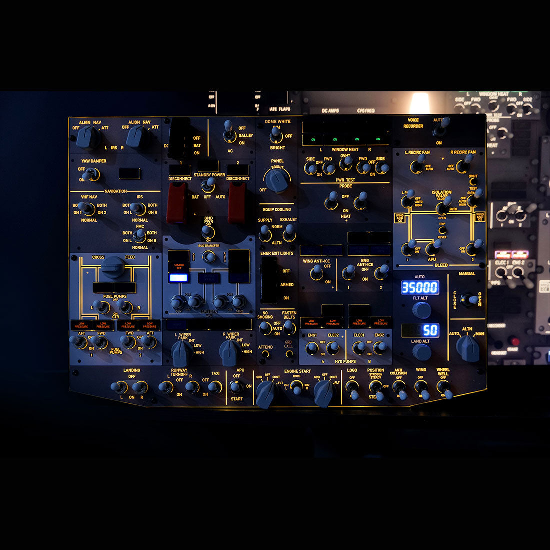 💥B107 B737オーバーヘッドパネル 金属筐体バックライト MSFS/Xplane対応 デュアルドライバー フライトシム機器