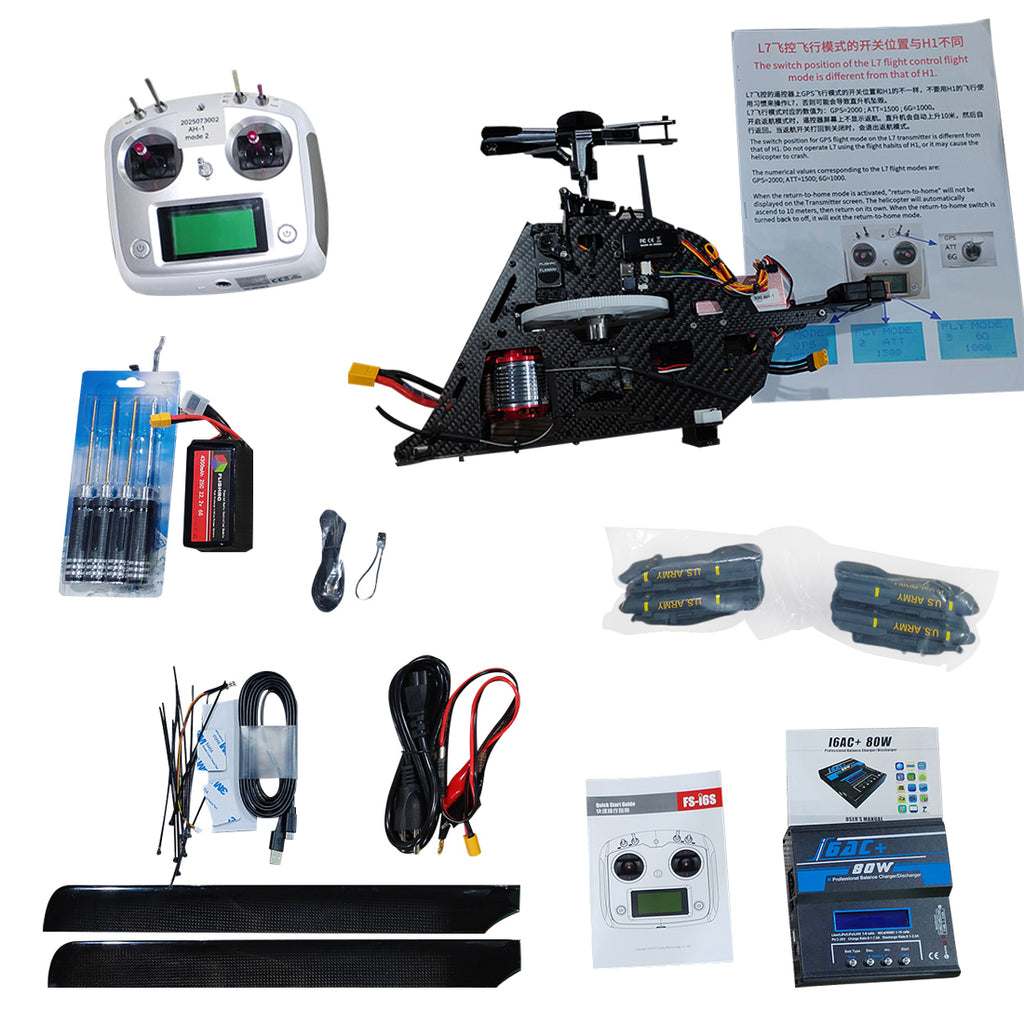 FL500 AH-1 500 クラス 2.4G 6CH スケール RC ヘリコプター FLISHRC L7 フライトコントローラー搭載 RTF モード 2 レッド & ホワイト