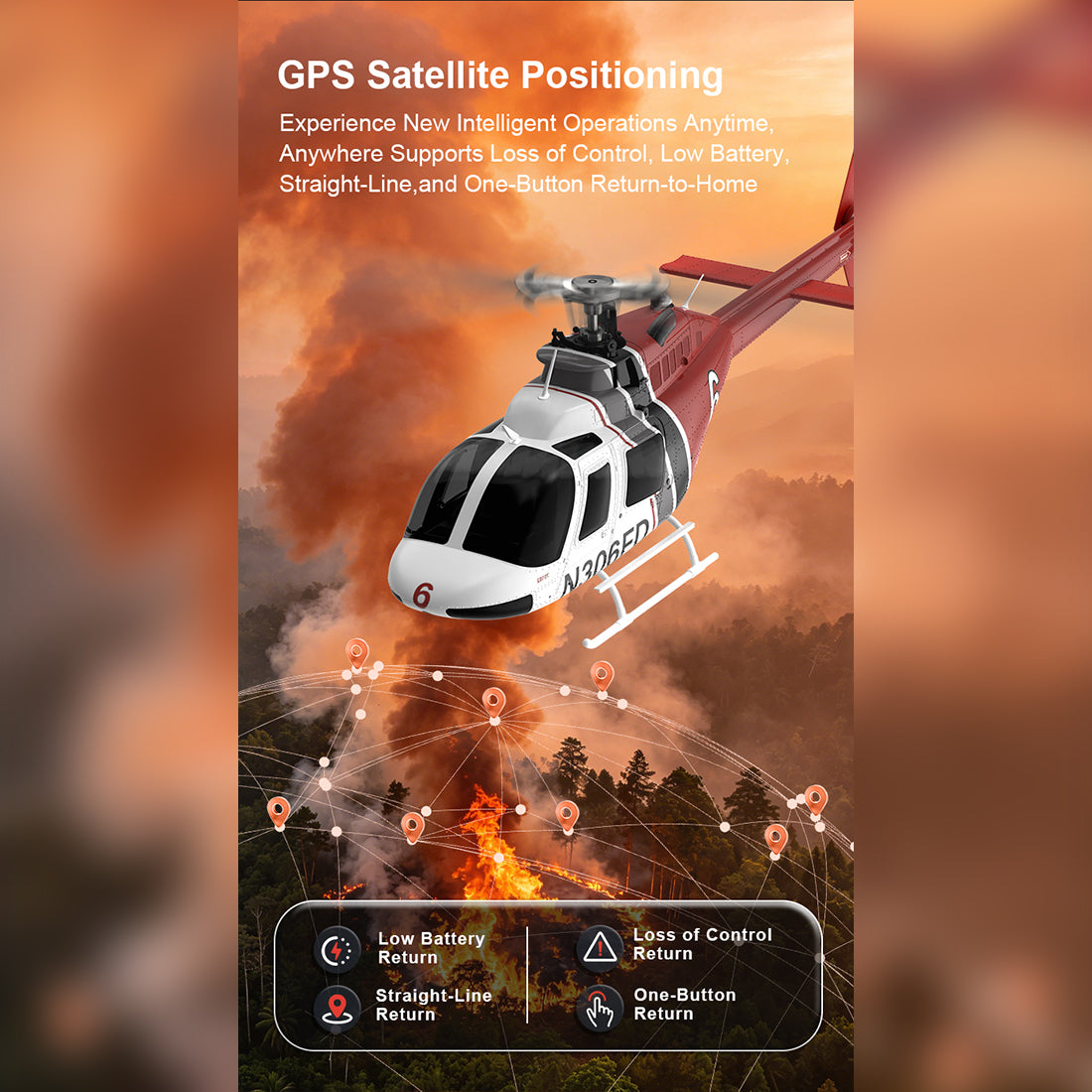 YU XIANG F08S 1/27 スケール Bell206 オプティカルフロー＋GPS測位 Mode1/Mode2 切替 RTF | 技適番号：【219-239056】