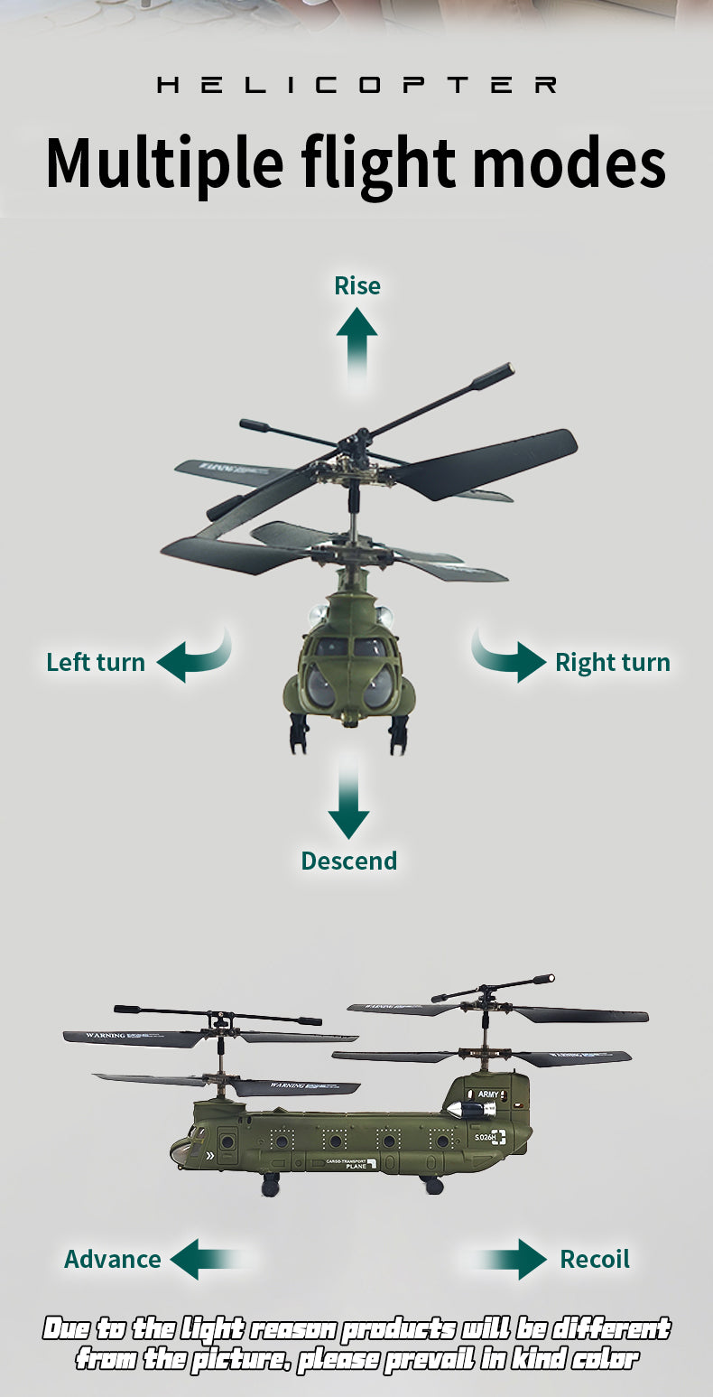 S026H デュアルローター輸送機 2.4G RC 3CH デュアルローター軍用航空機モデル（RTF版/軍用グリーン）