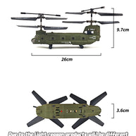 S026H デュアルローター輸送機 2.4G RC 3CH デュアルローター軍用航空機モデル（RTF版/軍用グリーン）