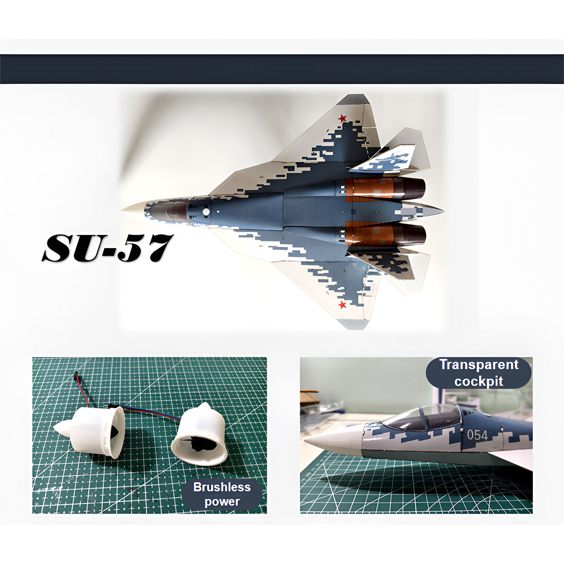 S-57 415mm翼幅 RC飛行機 デュアル30mmダクテッドファン DIY組立キット PNP ブルー