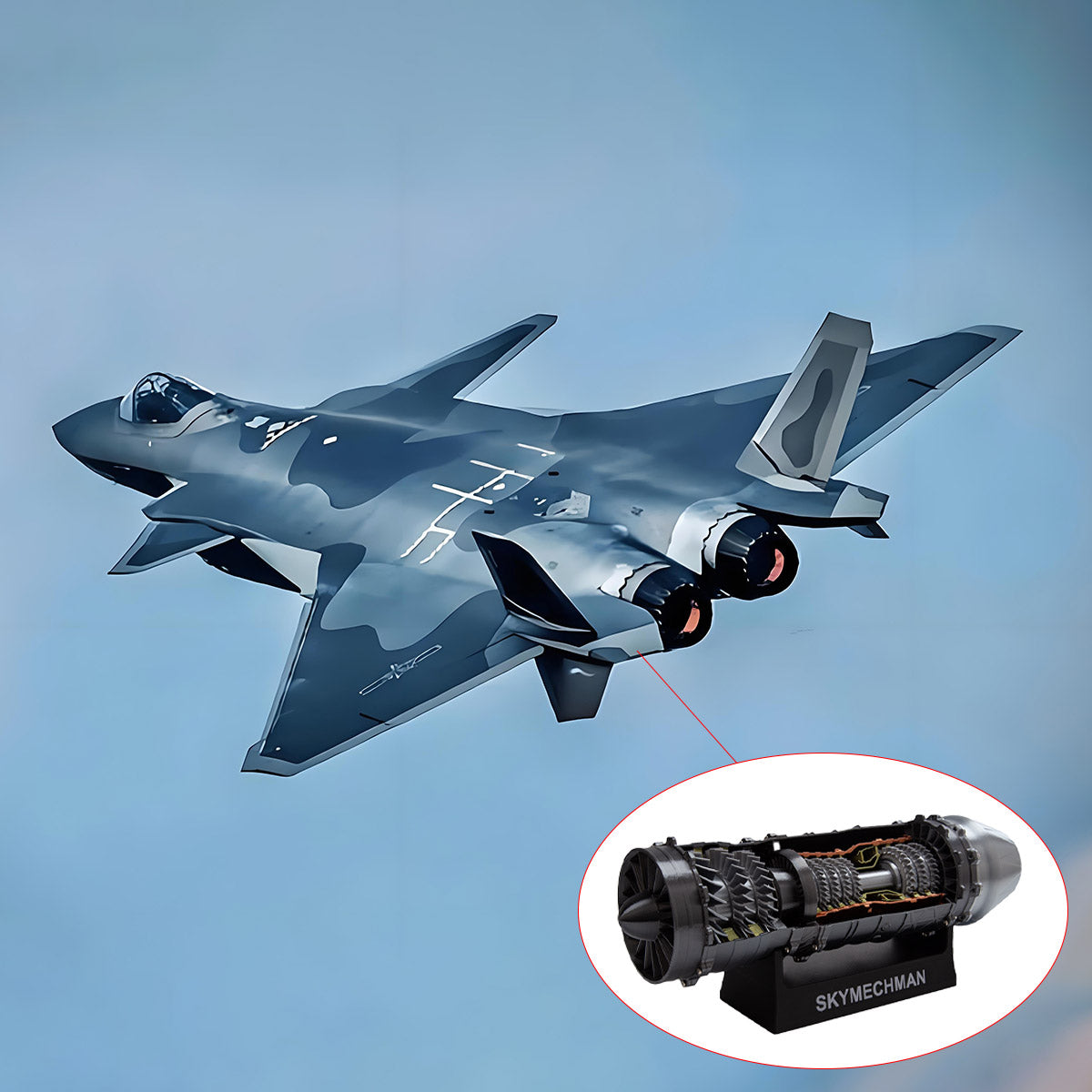 SKYMECHMAN 1/18スケール WS-15ターボファンエンジン模型 3Dプリント 電動可動 DIY組立キット