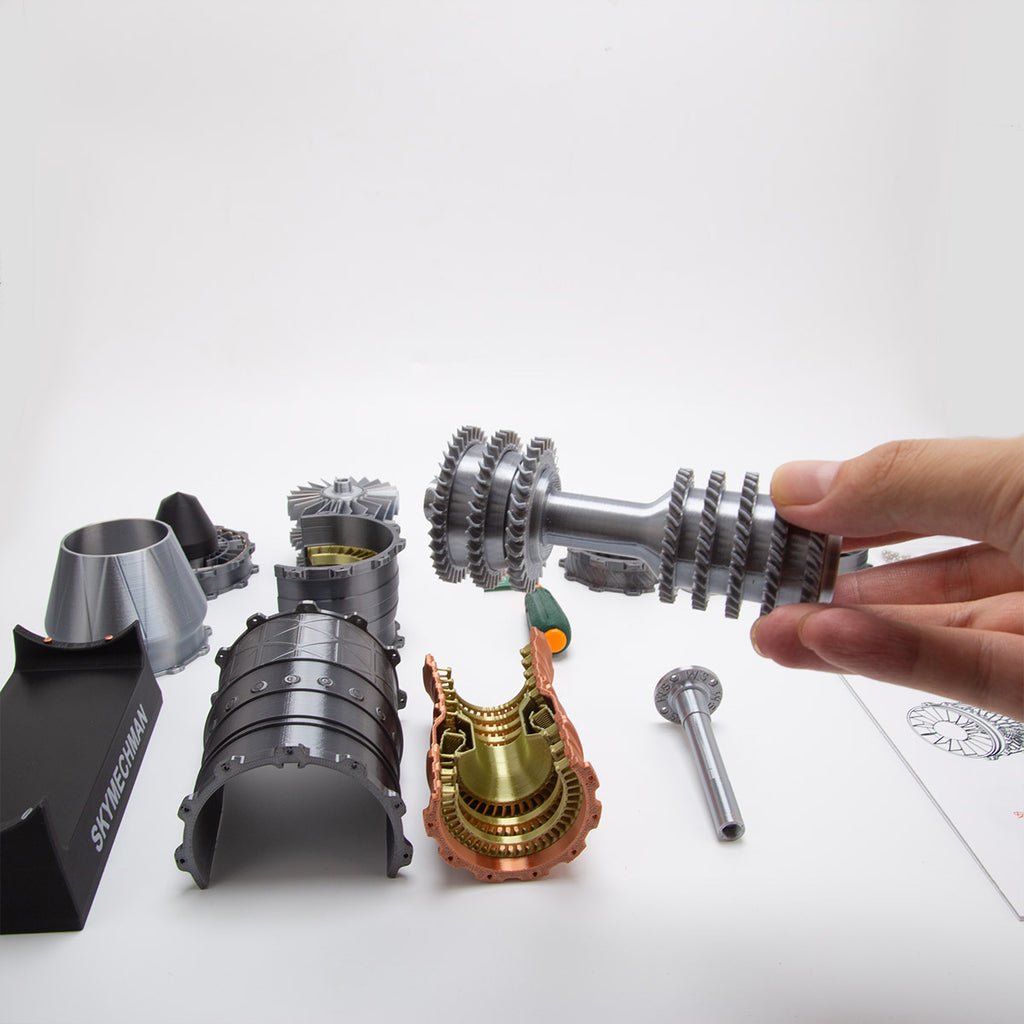 SKYMECHMAN 1/18スケール WS-15ターボファンエンジン模型 3Dプリント 電動可動 DIY組立キット