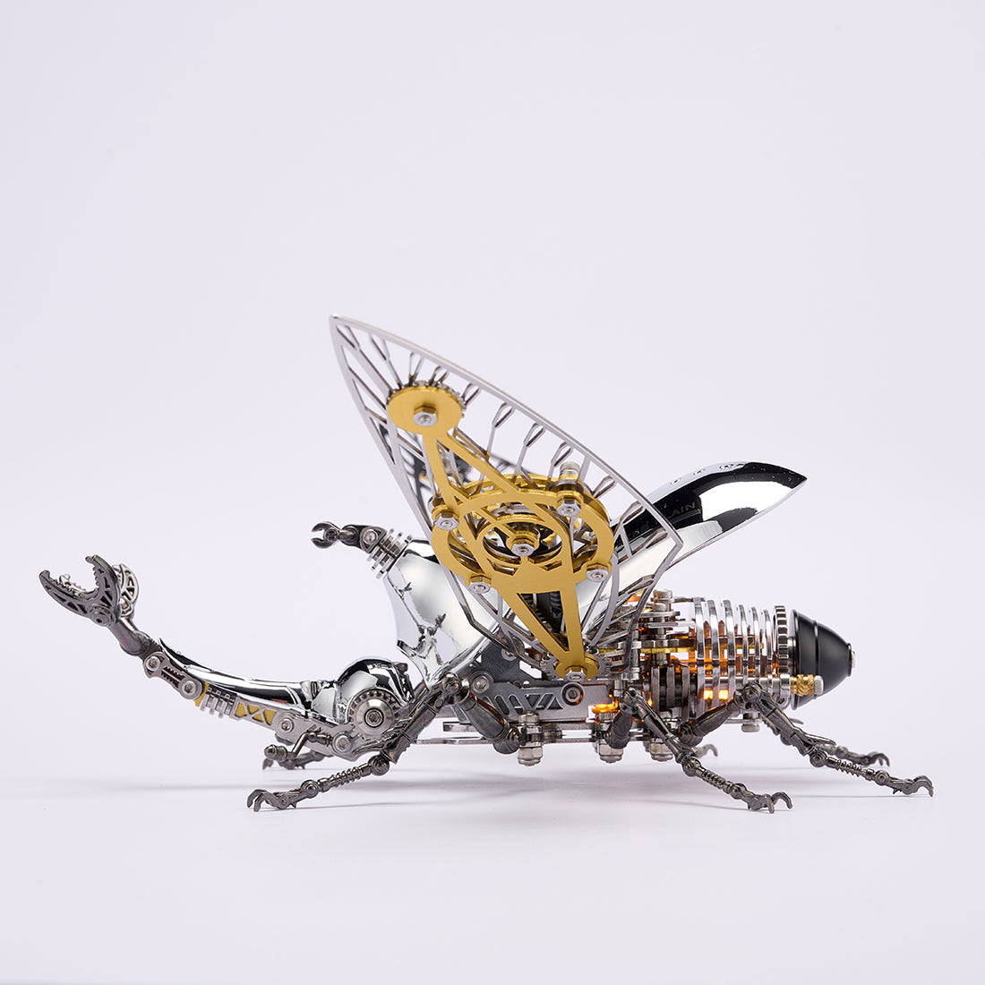 スチームパンクメカカブトムシ DIY 金属組立キット 4 色展開 可動翅と露出歯車のメタル昆虫アート