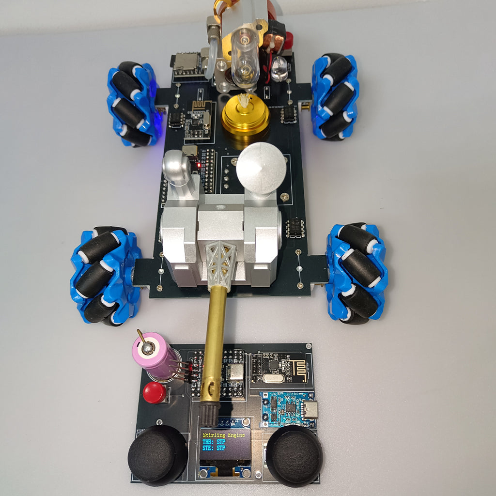スターリンエンジン リモコンメカナムカー【3 種選択】透明シリンダー 全方向走行 STEM 熱力学模型