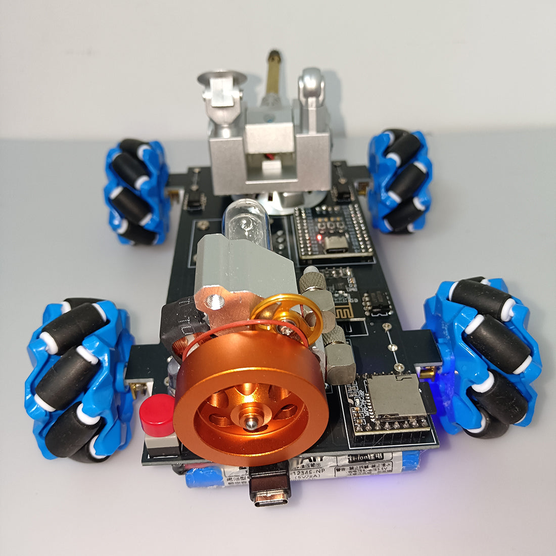 スターリンエンジン リモコンメカナムカー【3 種選択】透明シリンダー 全方向走行 STEM 熱力学模型