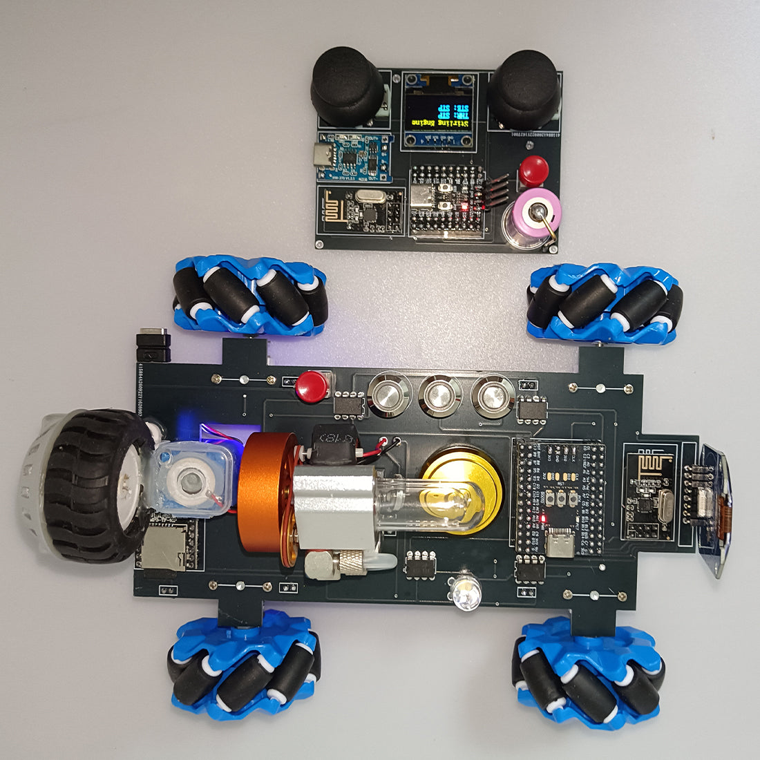 スターリンエンジン リモコンメカナムカー【3 種選択】透明シリンダー 全方向走行 STEM 熱力学模型