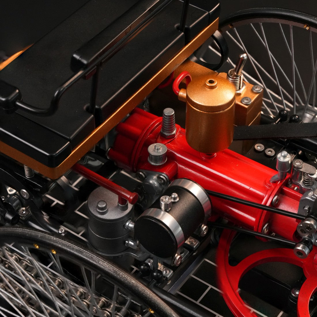 TECHING 1886 初代三輪自動車 エンジン 金属機械キット 電動モデル 430+パーツ