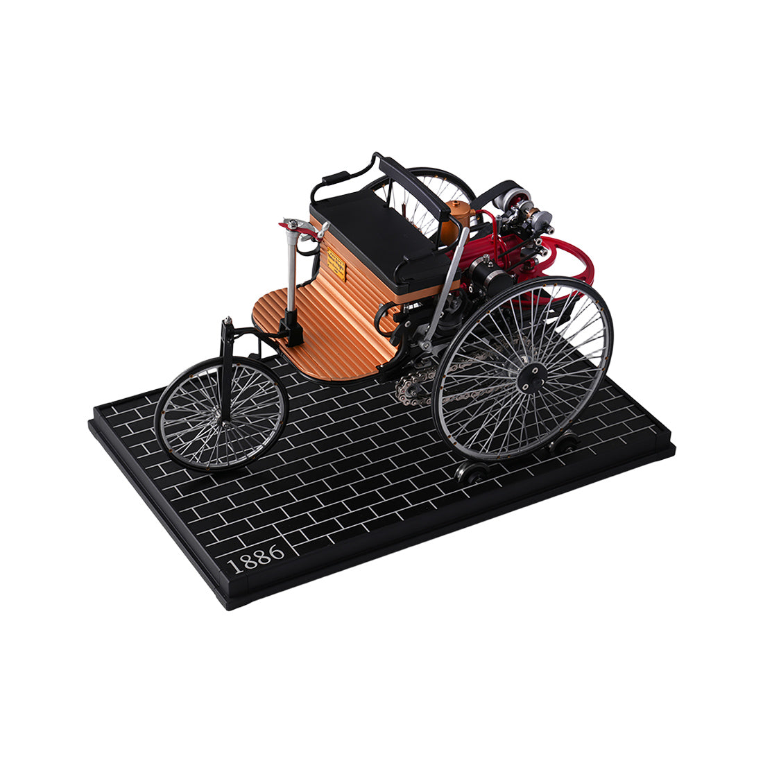 TECHING 1886 初代三輪自動車 エンジン 金属機械キット 電動モデル 430+パーツ