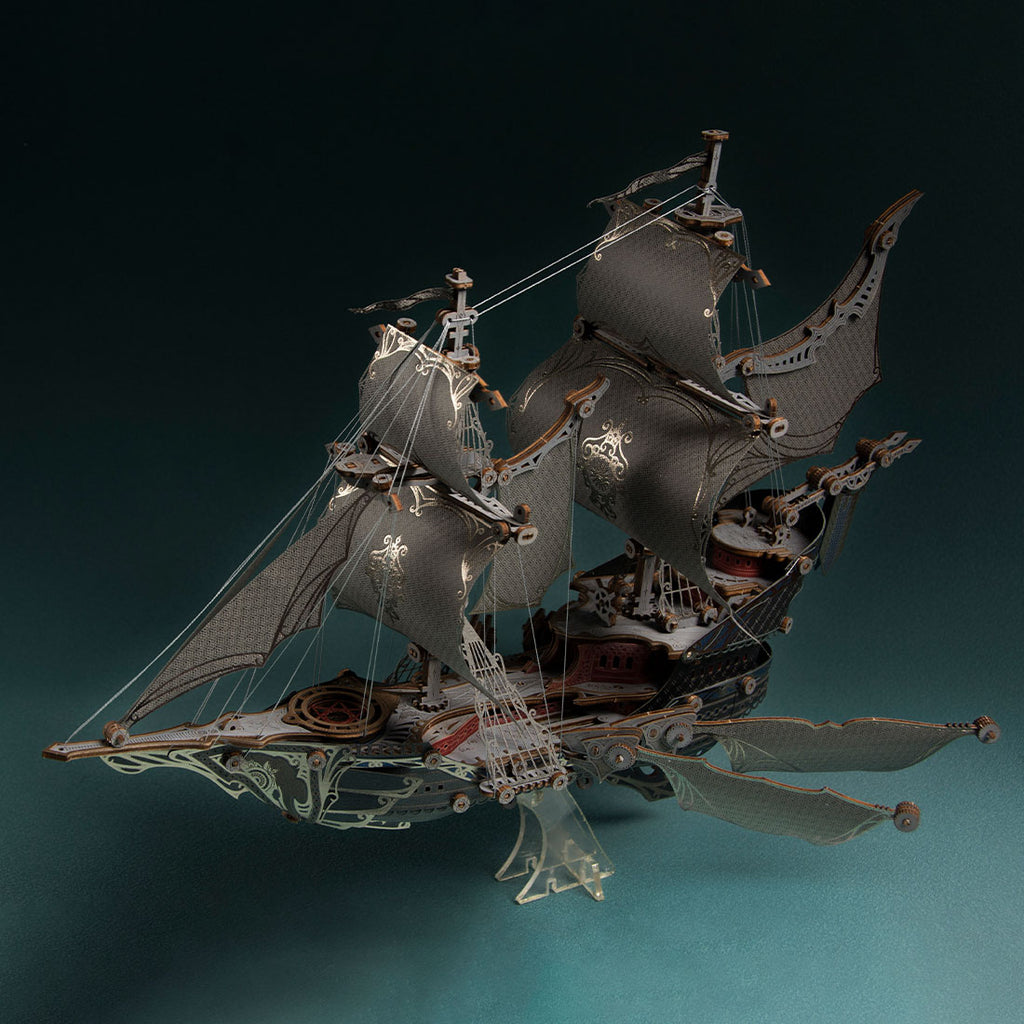 ヴィクトリア調エルフシップ 木製 DIY 組立飛行船 接着剤不要 3D パズル 幻想ファンタジーインテリア