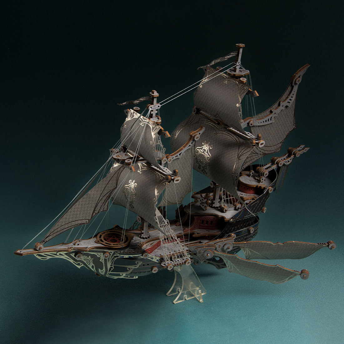 ヴィクトリア調エルフシップ 木製 DIY 組立飛行船 接着剤不要 3D パズル 幻想ファンタジーインテリア