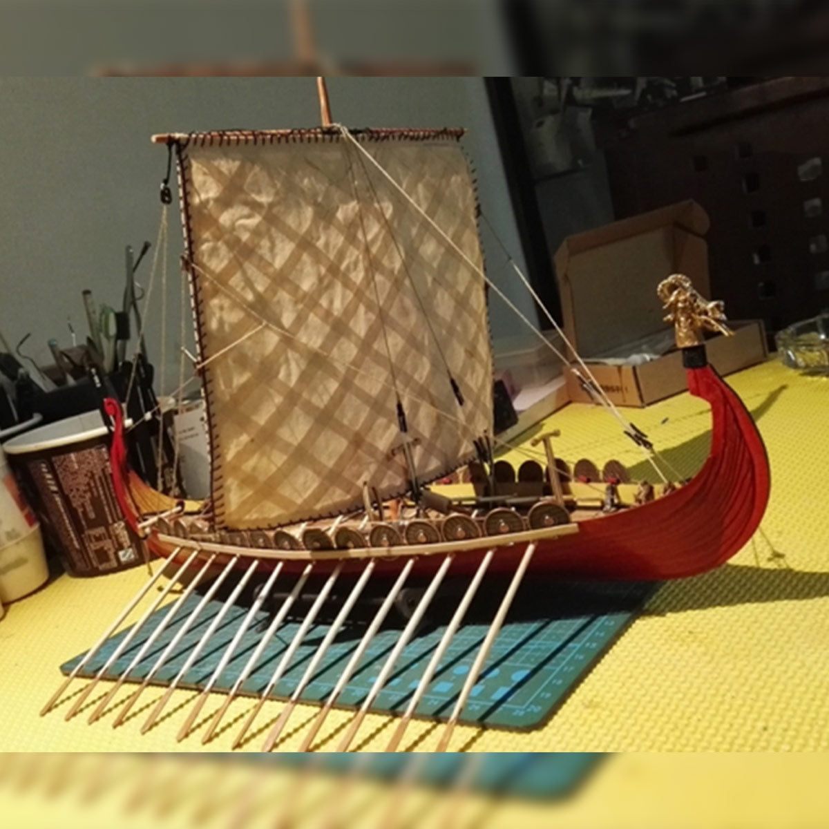 バイキングロングシップ 木製 DIY 組立模型キット 古代ノルウェー帆船 帆と索具付き 自由塗装カスタマイズ ディスプレイホビー