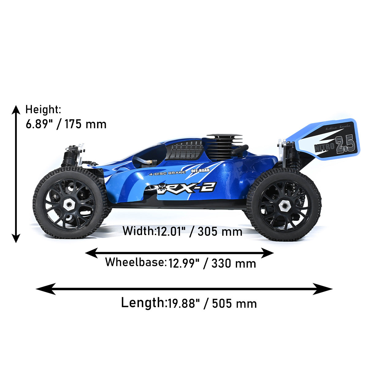 VRX RH802 1/8ニトロRCカー｜4WD四輪駆動 最高70KM/H SH.21エンジン 2.4G長距離操作 オフロードラジコン ブルー